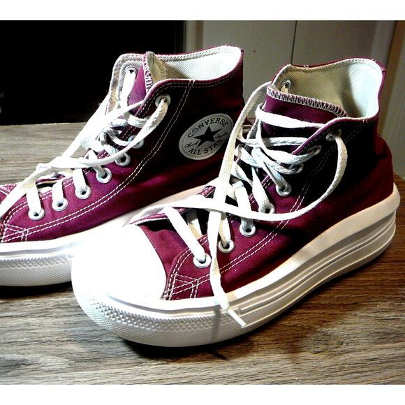 Converse Women 8.5 High Top Chuck Taylor Sneakers Beetroot Red White - Picture 1 of 7